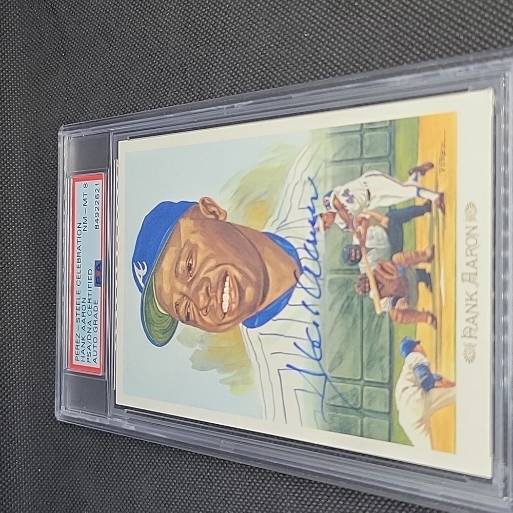 Hank aaron autographed 1989 Perez- Steele celebration psa 8